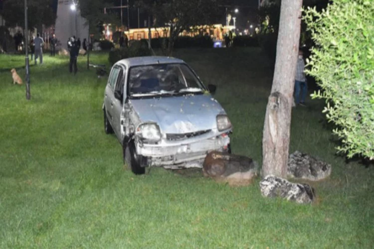 Parktaki ağaca çarpan aracın sürücüsü yaralandı