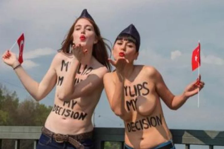 FEMEN bu kez THY'yi protesto için soyundu