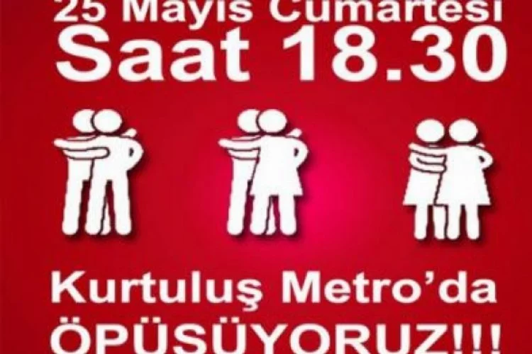 Ankara metrosunda öpüşme eylemi