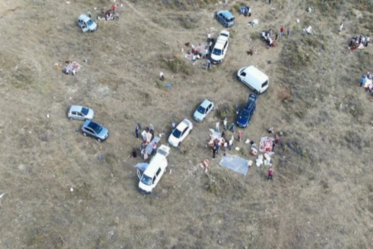 Kaçak kesimler havadan fotoğraflandı
