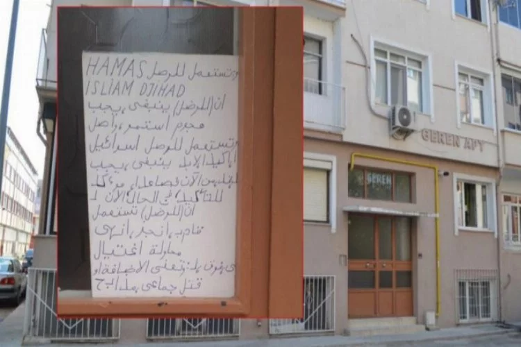 Apartmana asılan 'Hamas ve İslami Cihat' yazısı korkuya neden oldu!
