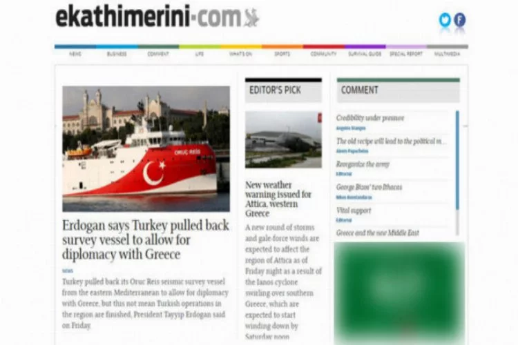 Erdoğan'ın Oruç Reis çıkışı Yunanistan'da ilk haber!