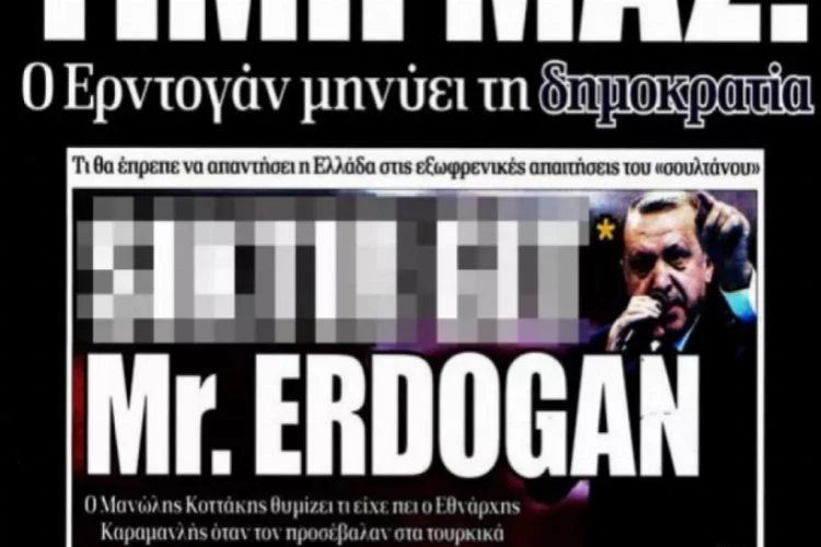 Yunan gazetesi rezil manşeti yeniden yayınladı