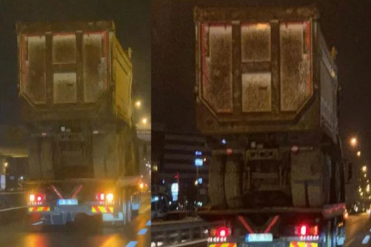 İstanbul'da kamyon taşıyan TIR tehlike yarattı