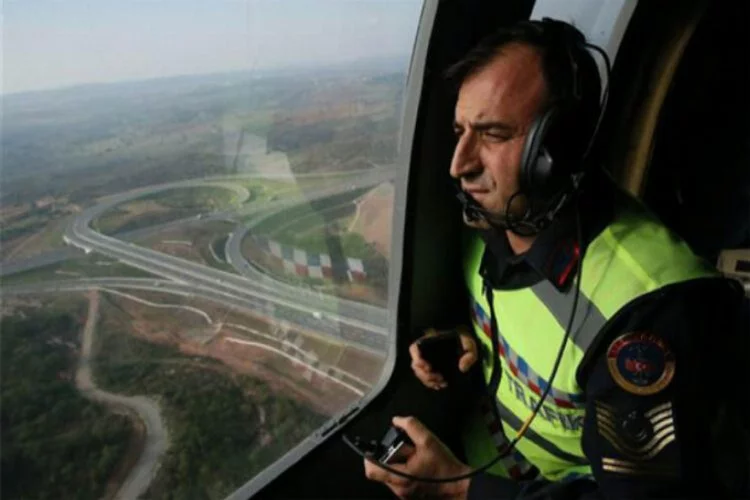 Kuzey Marmara Otoyolu'nda helikopter destekli trafik denetimi