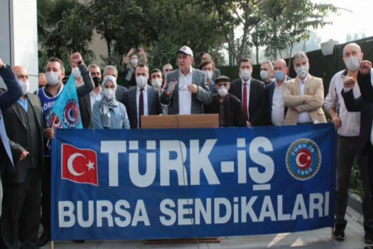 Bursa'da TÜRK-İŞ'TEN torba  kanununa tepki geldi