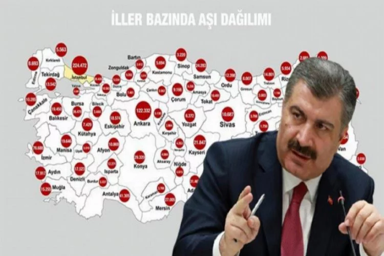 Bakan Koca haritayı paylaştı: İşte Bursa'da aşı olan kişi sayısı...
