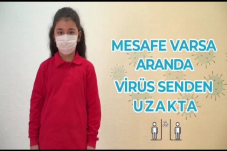 Bursa'da minik öğrencilerden 'İşaret Dili ile Sosyal Mesafe Kuralları'' kamu spotu