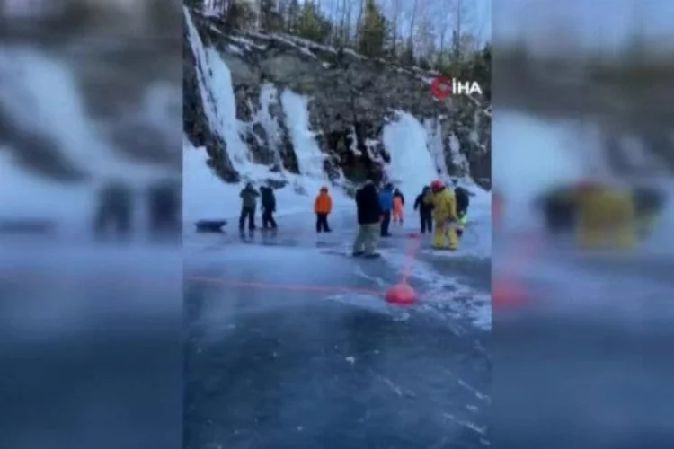 Kanadalı atletten donmuş göle yüksek dalış