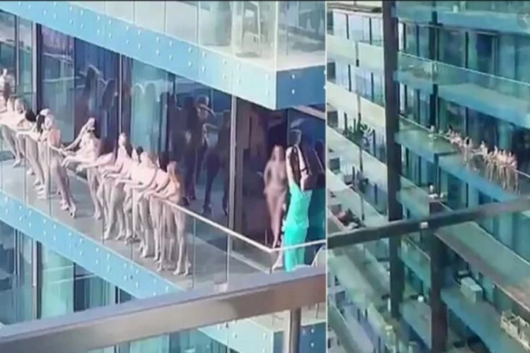 'Çıplak' reklam skandalı! 15 genç kadın balkonda...