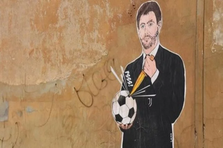 Avrupa Süper Ligi'nin kurucularından Agnelli'ye tepki olarak duvar resmi çizildi
