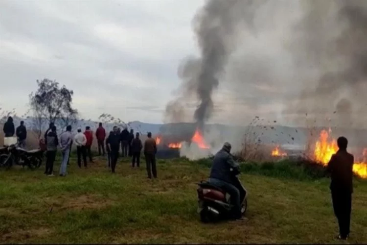 Bursa İznik Gölü kıyısında korkutan yangın
