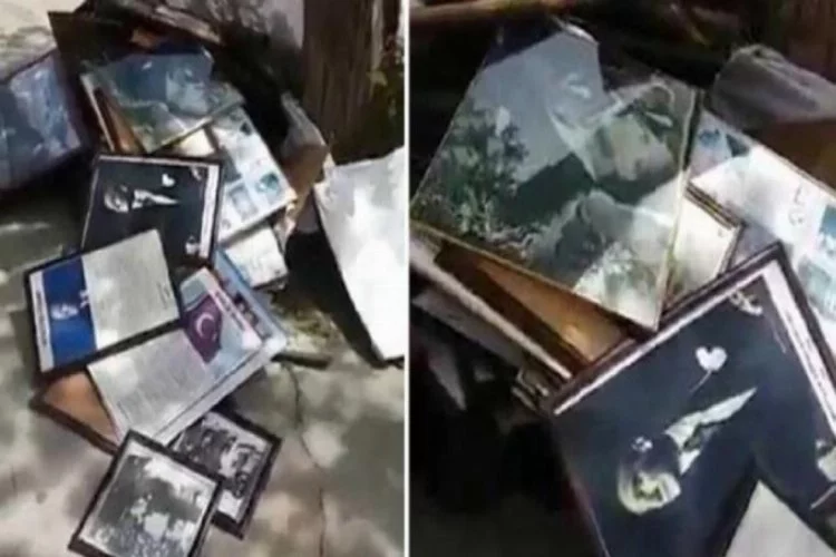 Okulun çöpünden Atatürk posteri ve İstiklal Marşı tablosu çıktı