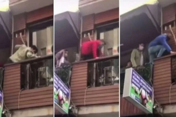 Polisi görünce kafenin balkonundan yan balkona kaçtılar