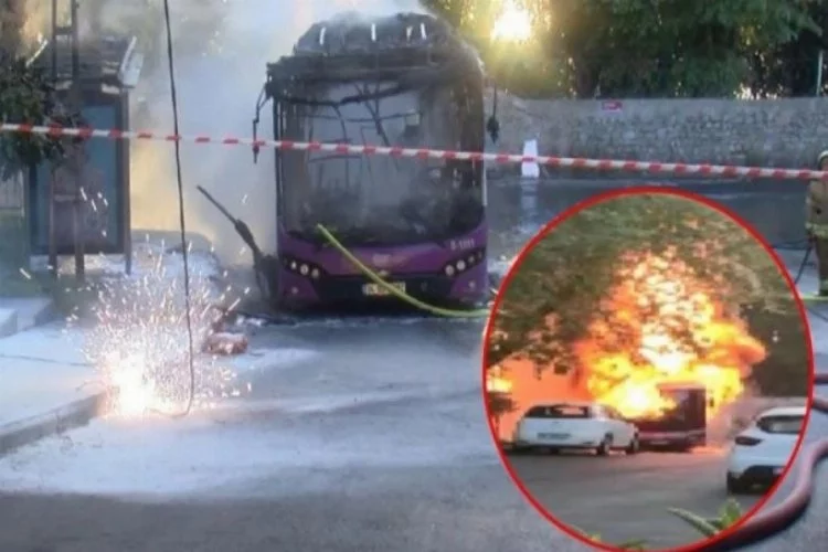 Korku dolu anlar! Otobüs alev alev yandı