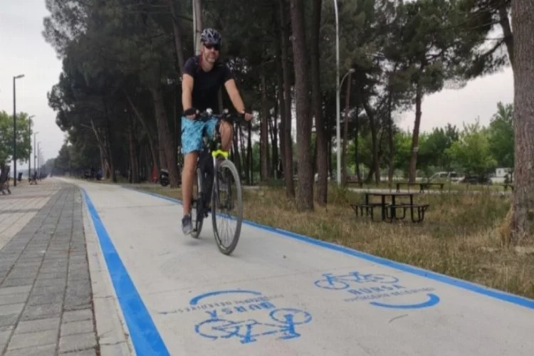 Bursa Orhangazi sahilinde bisiklet yolunun çizimi başladı