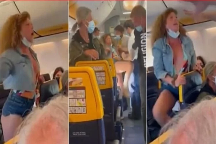 Uçakta inanılmaz anlar... Kadın yolcu maske kavgasında rezalet çıkardı!