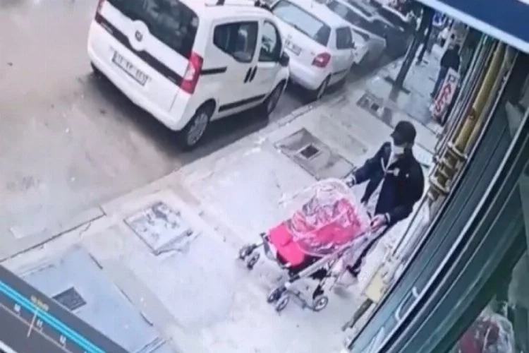 Bursa'da bebek arabasını saniyeler içinde böyle çaldı