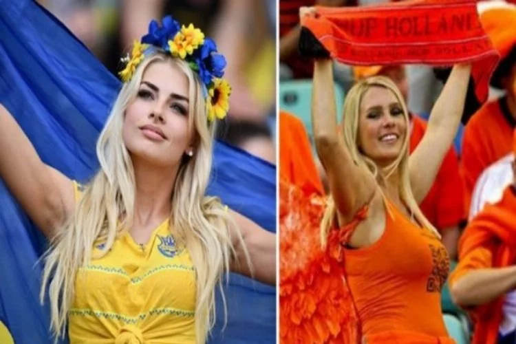 Hollanda-Ukrayna maçı, tribünlerde renkli görüntülere sahne oldu