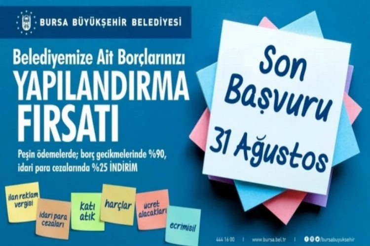Bursa Büyükşehir'den 'borçları yapılandırma' fırsatı!
