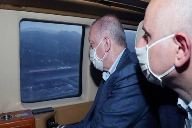 Erdoğan, Rize-Artvin Havalimanını havadan inceledi
