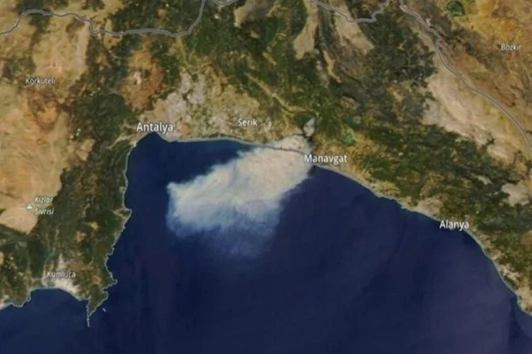 Manavgat'taki yangının uydu fotoğrafı