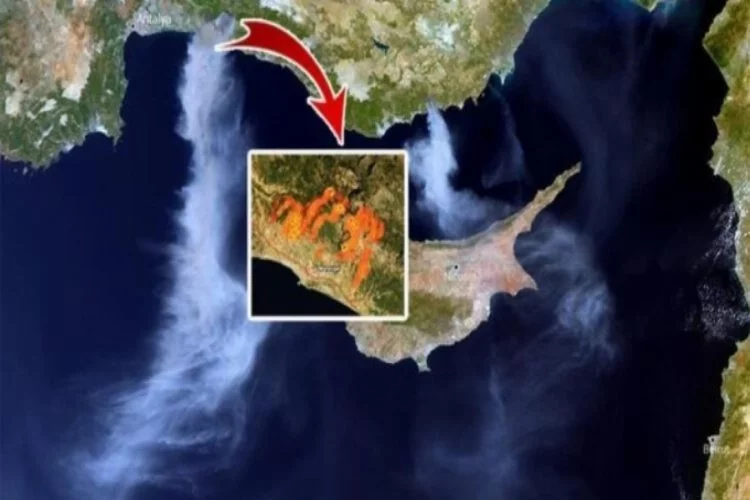 AB uydusu, Türkiye'deki orman yangınlarını Akdeniz üzerinde görüntüledi