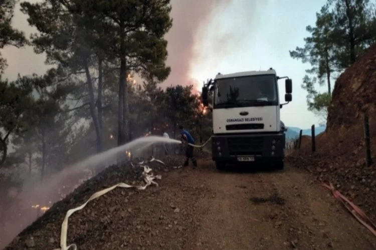 Bursa Osmangazi ekipleri yangın bölgesinde