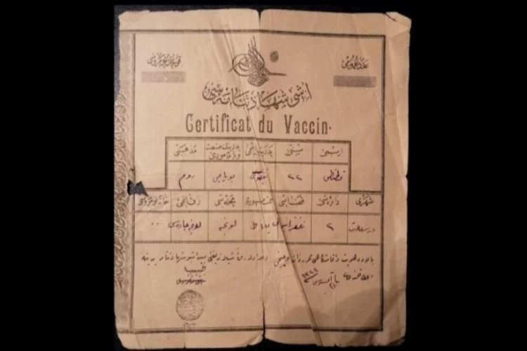 Padişah tuğrası ile basılan aşı sertifikası ortaya çıktı