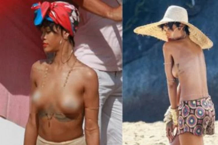 Rihanna'nın göğüs hilesi ortaya çıktı
