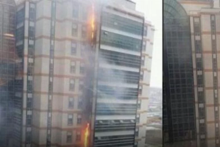 Yüzlerce kişinin çalıştığı bina alev alev yandı