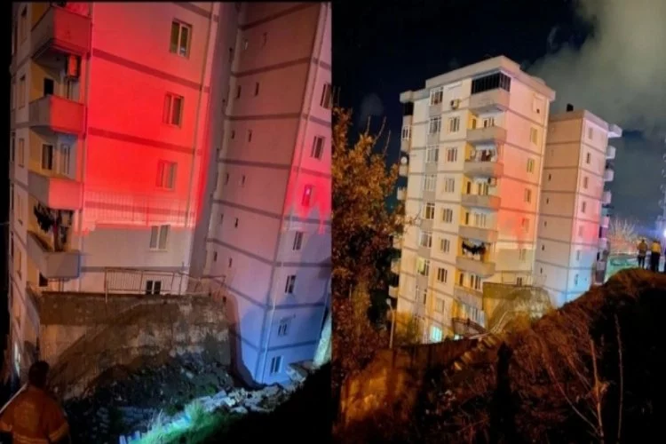 İzmir'de binanın istinat duvarı çöktü, 88 daire boşaltıldı
