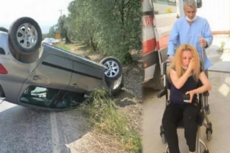 Bursa'da kadın sürücü virajı alamayınca ölümden döndüler