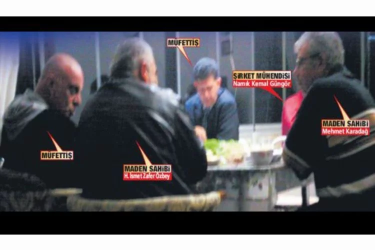 Faciada skandal fotoğraf...Müfettişler ile maden sahipleri aynı masada