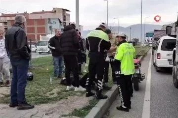 Bursa'da yine motosiklet kazası! Yola savruldu, kask hayat kurtardı...
